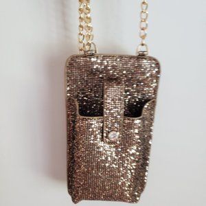Olivia Miller Samantha Phone Crossbody Faux Leather in Gold Glitter